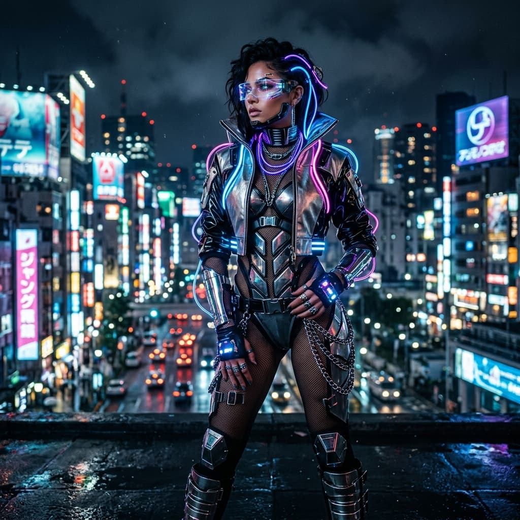 High-fashion cyberpunk model