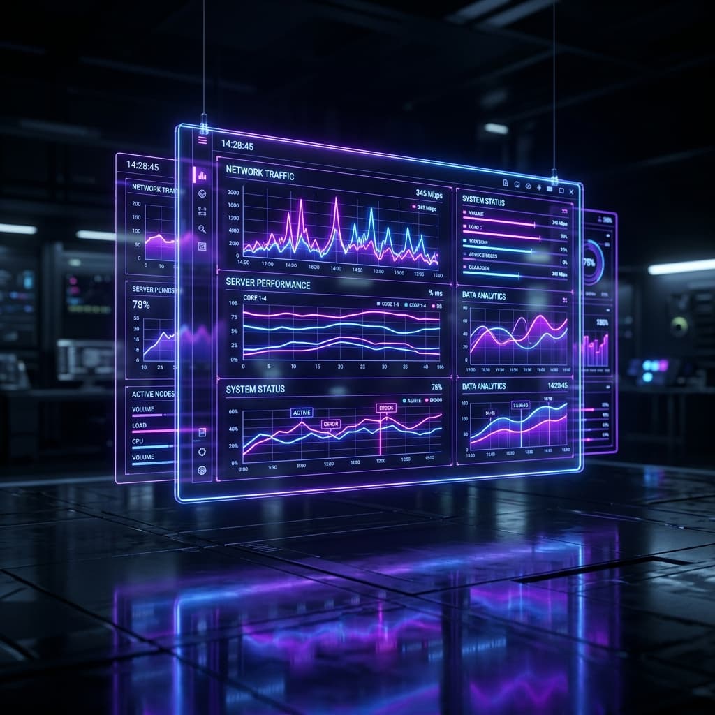 3D glass analytics dashboard chart