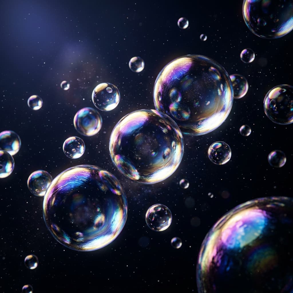 Abstract iridescent glass spheres